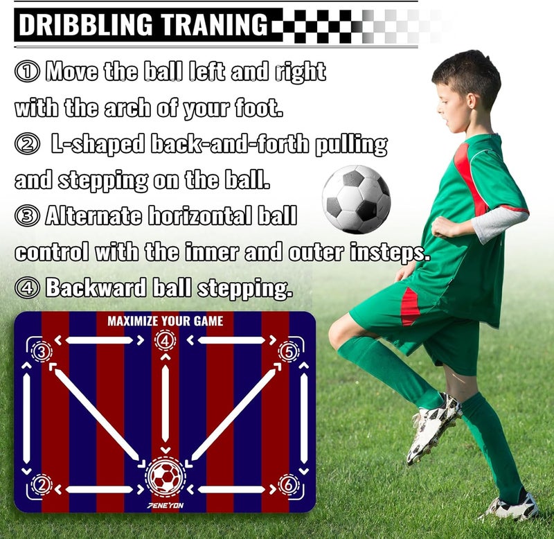 peneyon Soccer Training Mat with Adjustable Soccer Trainer - Non-Slip Soccer Training Equipment for Kids Youth to Boost Speed, Strength & Coordination | Soccer Trainer for Indoor/Outdoor Drills - Image 3